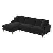 Black Velvet Left Hand Facing 4 Seater Chaise Corner Sofa sofa by DunePine - premium handmade upholstery available in UAE.